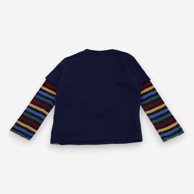 Stripe sleeve i am a t-rex peekaboo navy t-shirt