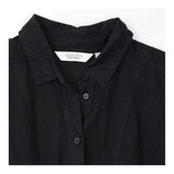 Shirt Dress Linen Front Tie Short Sleeve Black