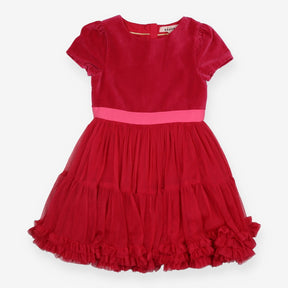 Pink velour and tulle party dress