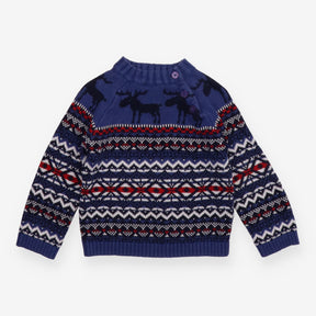 Knit fair isle festive moose sweater