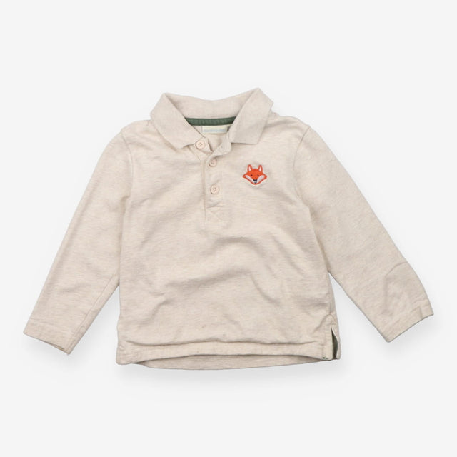 Polo shirt cream with fox long sleeve