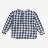 Shirt blue check flannel 1/2 buttons