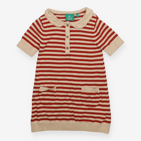 Dress knit brown striped with two small pockets