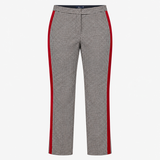 British Tweed Houndstooth Wool Trousers Side Strip