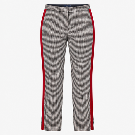 British Tweed Houndstooth Wool Trousers Side Strip