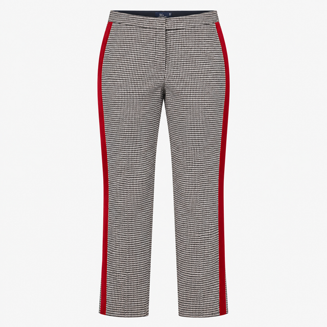 British Tweed Houndstooth Wool Trousers Side Strip