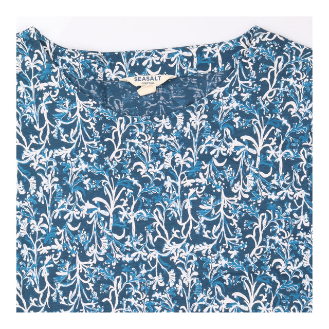 Midi Dress Cotton Blue Floral