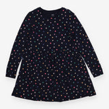 Dress jersey navy blue coloured hearts LS