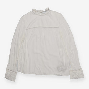 White Viscose Long Sleeve Blouse