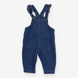 Denim Dungarees with Frill Straps and Pocket