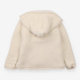 Cardigan Cream Knit Fleece Lined Brown Buttons