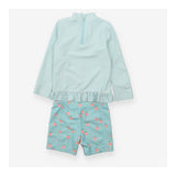 Rash vest and swim shorts green stripe fruit apple