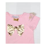 Pink Tutu and T-shirt Outfit with Gold Bows