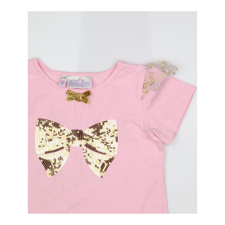 Pink Tutu and T-shirt Outfit with Gold Bows