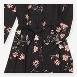 Vero Moda Black Pink Floral Long Sleeve Belted Shi