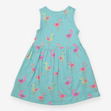 Dress sleeveless blue flamingo