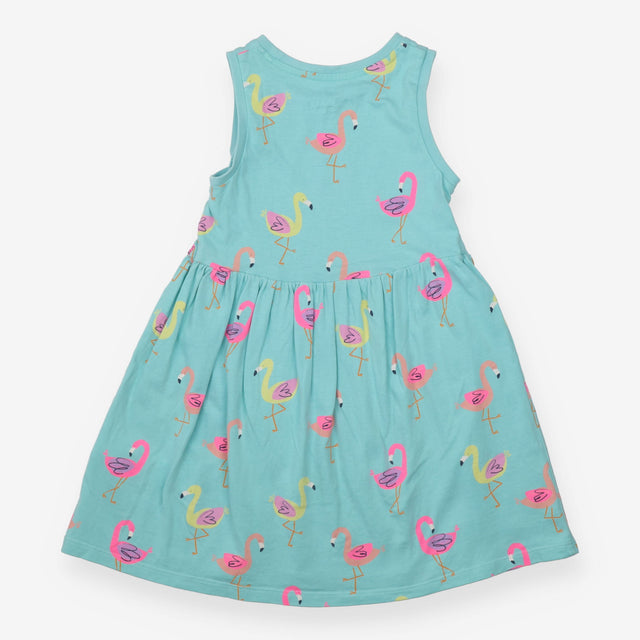 Dress sleeveless blue flamingo