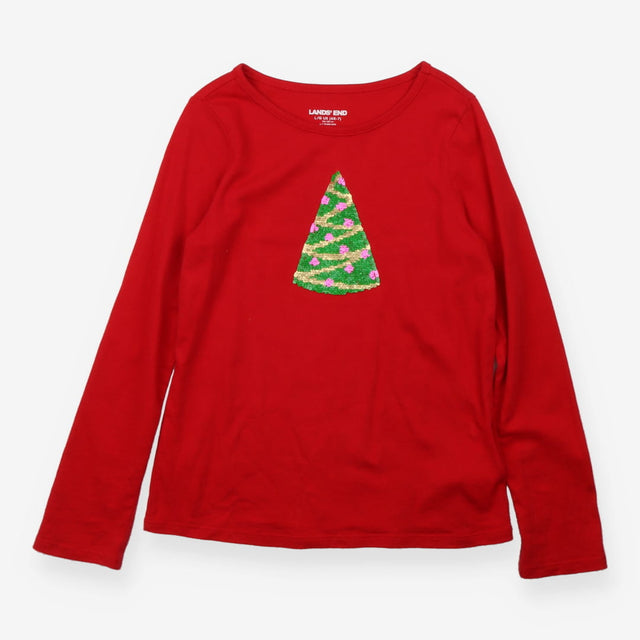 Red LS top with sequin Christmas tree
