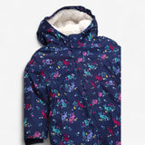 Coat Padded Blue with Rabbits and Hedgehog Print 