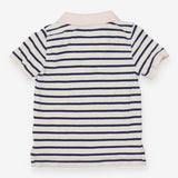 White Polo Shirt with Navy Stripes