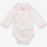 Bodysuit Long Sleeved White Pink Trim
