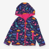 Hoodie reversible blue dinos pink spot