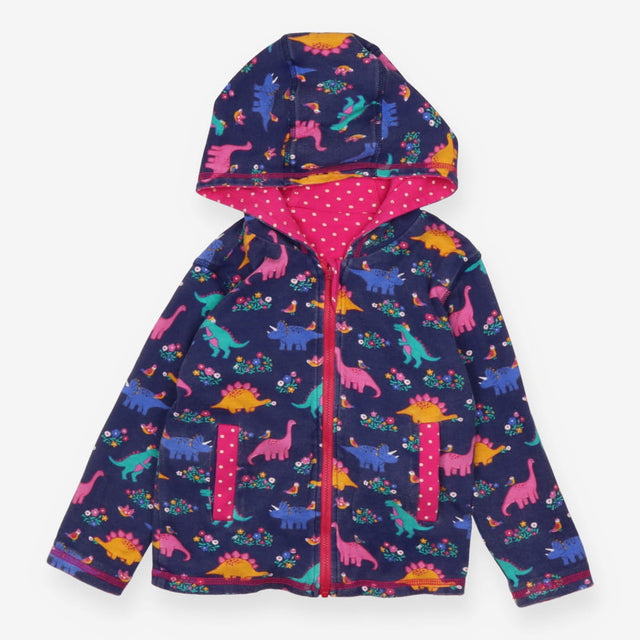 Hoodie reversible blue dinos pink spot