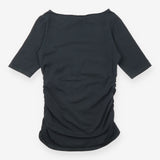 Black Ruched-Side Cotton Jersey Top