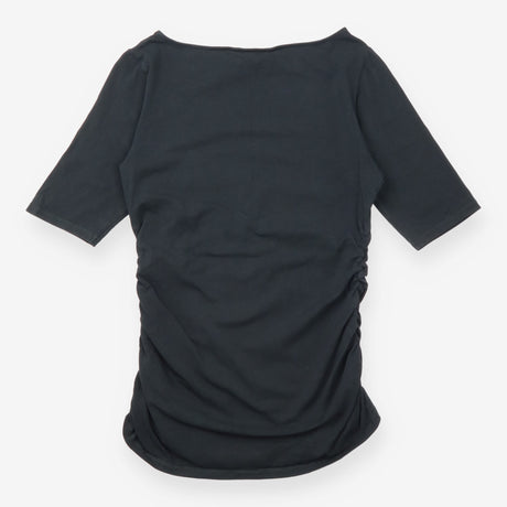 Black Ruched-Side Cotton Jersey Top