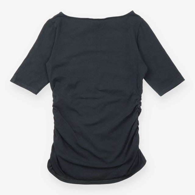 Black Ruched-Side Cotton Jersey Top