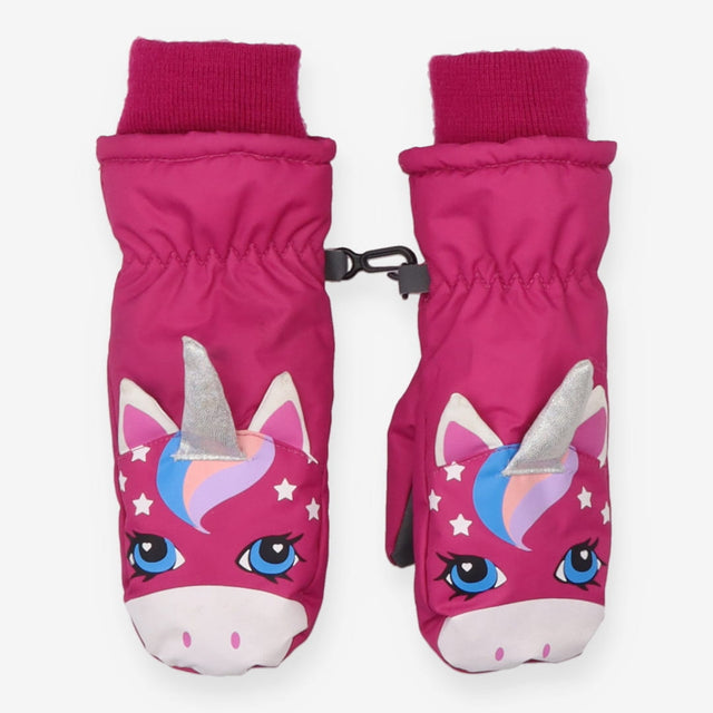 Snow mittens pink unicorn
