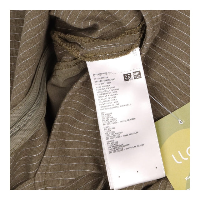 Jumpsuit Olive Green Linen Blend Pinstripe Wide Le