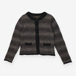Grey & Black Striped Cardigan Button Front Knit