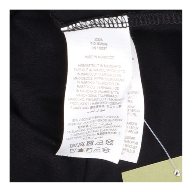 Midi Dress Black Jersey Short Sleeve Gathered Wais