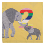 Number 2 t-shirt yellow with elephants