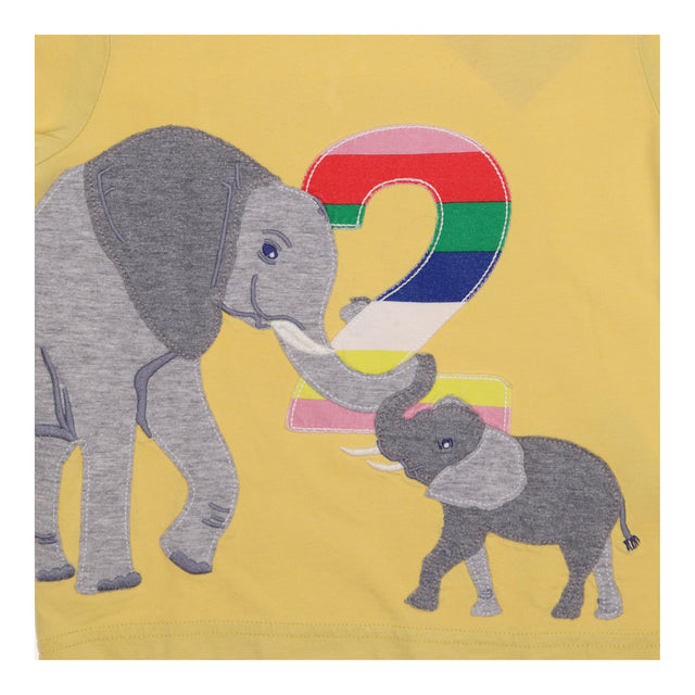 Number 2 t-shirt yellow with elephants