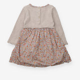 Dress Knit Oat and Orange Floral Embroidered Ditsy