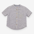 Shirt blue stripe grandad collar 