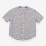 Shirt blue stripe grandad collar 