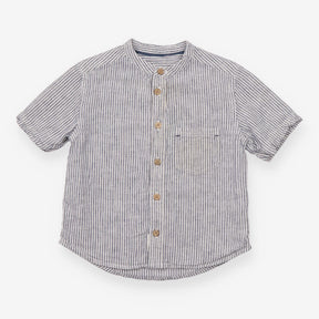 Shirt blue stripe grandad collar 