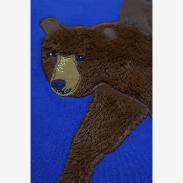 T-shirt Long Sleeve Blue Bear Applique 