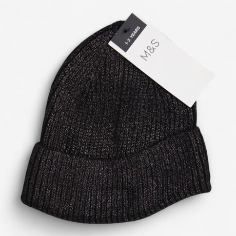 Beanie Black Gold Glittered