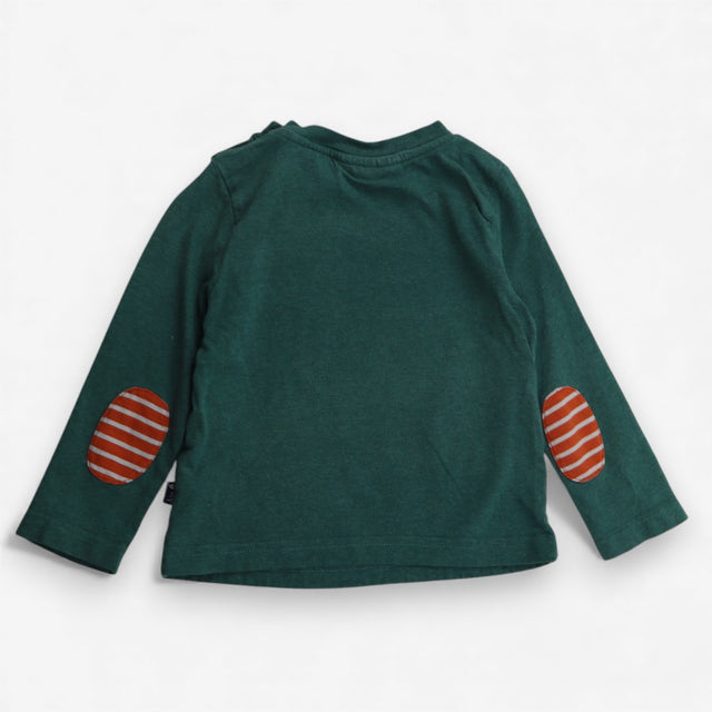 T-Shirt Long Sleeved Green Fox Pocket