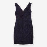 Navy Floral Lace Sleeveless Wrap Dress