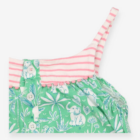 Dungarees Green With Elephant Pink Straps