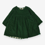 Reversible dress green cord green and white check