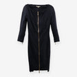 Mini Wool‑Mix Dress – Black with Gold Zip Details