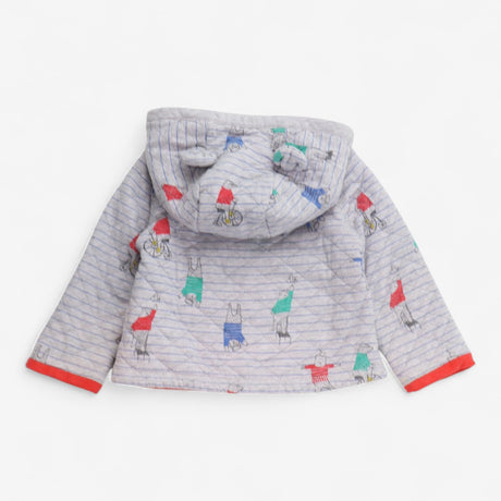 Grey padded hoodie bear red lining 