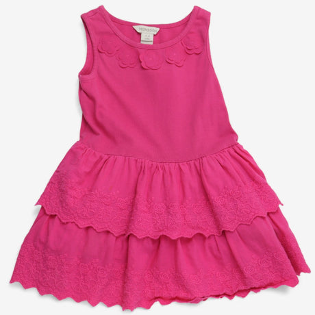Dress pink frill skirt flower neck