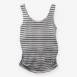 Navy Striped maternity vest top with built in bra